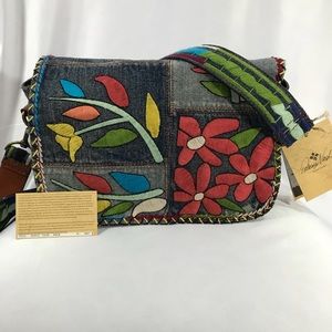 NWT Patricia Nash Floral Denim Messenger Bag